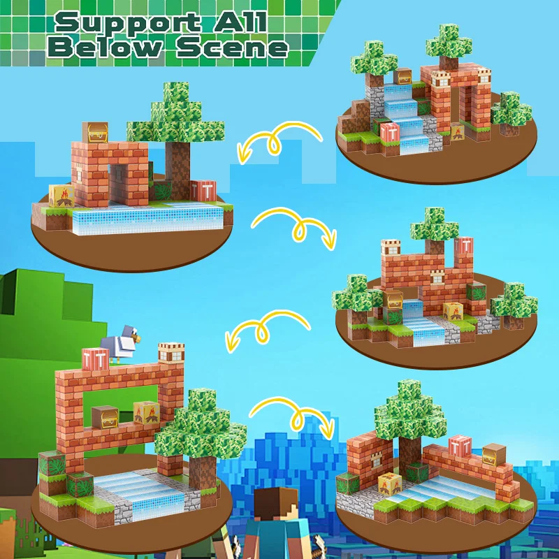 Magnetische Blokken-100PCS Magnetische Bouwstenen Magneet Kubus Speelgoed Stapelen, Bouw Boswereld Set, STEM Montessori Zintuiglijk Speelgoed