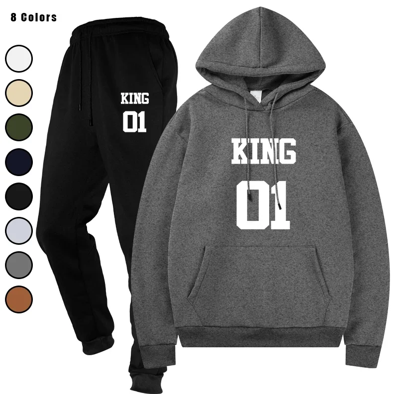 

Basic Fleece Hoodies And SweatPants Set Men's Jogging Track Suit Sportswear Unisex Ensemble