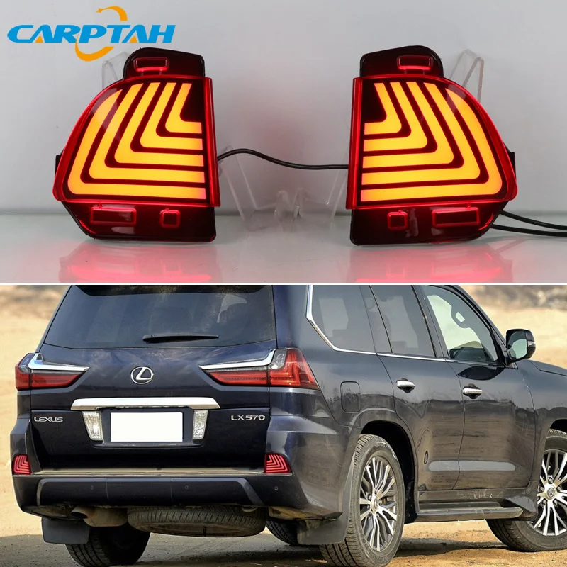 12V Car LED Rear Bumper Lamps For Lexus LX570 2016-2019 Fog Lamps Brake Turn Signal Reflector Indicators Taillights