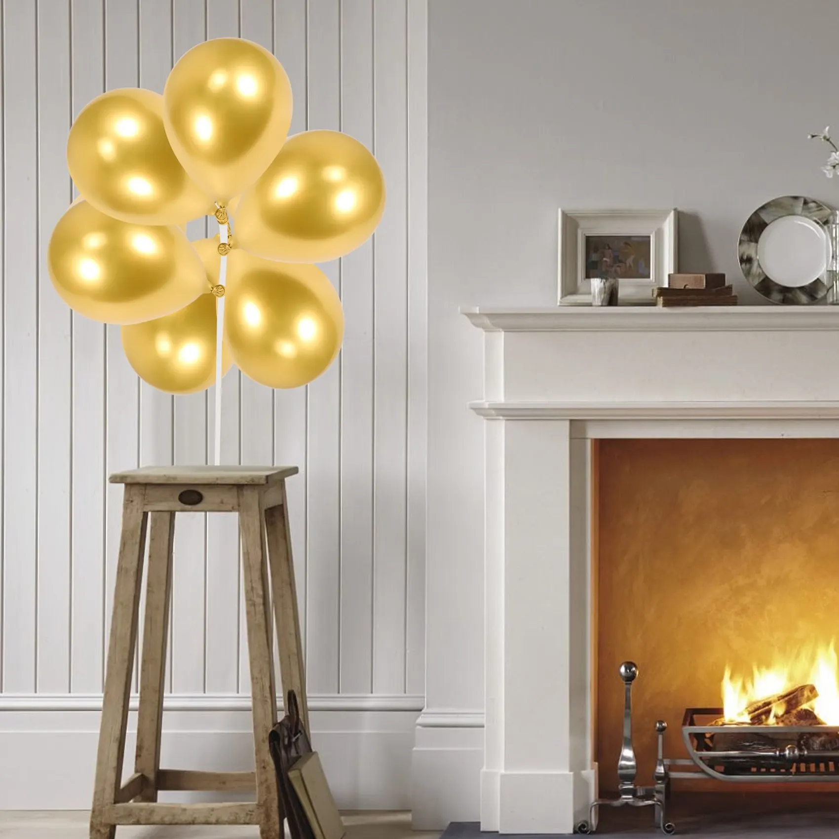 100 قطعة من بالونات اللاتكس المصنوعة من الكروم المعدني الذهبي، بالونات هيليوم مستديرة مقاس 5 بوصة لحفلات الزفاف والذكرى السنوية وحفلات استقبال المولود الجديد #5