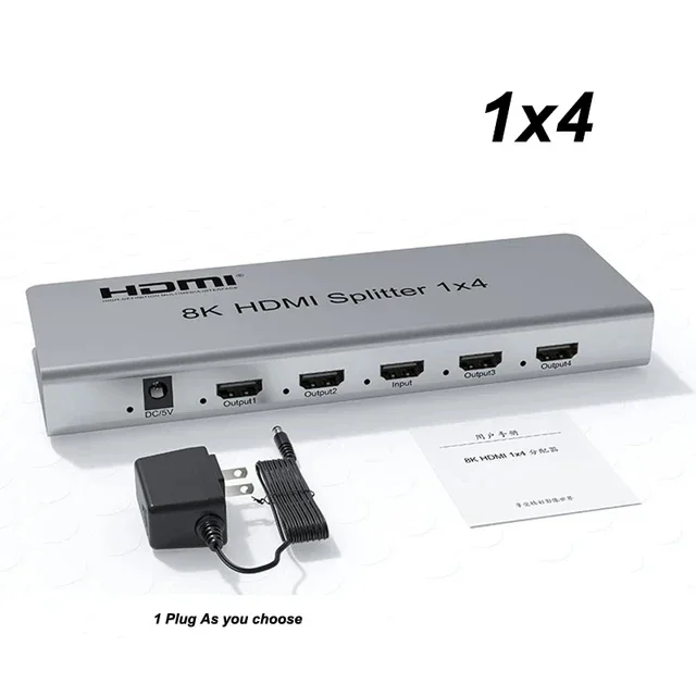 8K@60Hz HDMI-splitter 1x2 1x4 Ultra HD 4K@120Hz HDMI 2.1 Videodistributeur-splitter 1 in 4 uit Dubbele scherm CEC HDCP2.3 HDR