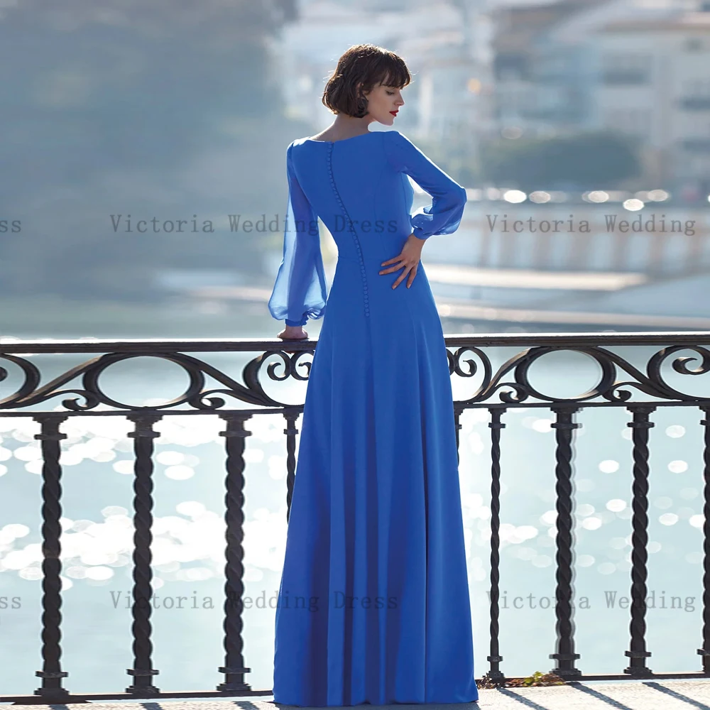 Simple Mother of the Bride Dresses 2024 V Neck Long Sleeves Wedding Party Gowns Crystal Pleat Floor Length A-Line فساتين السهرة