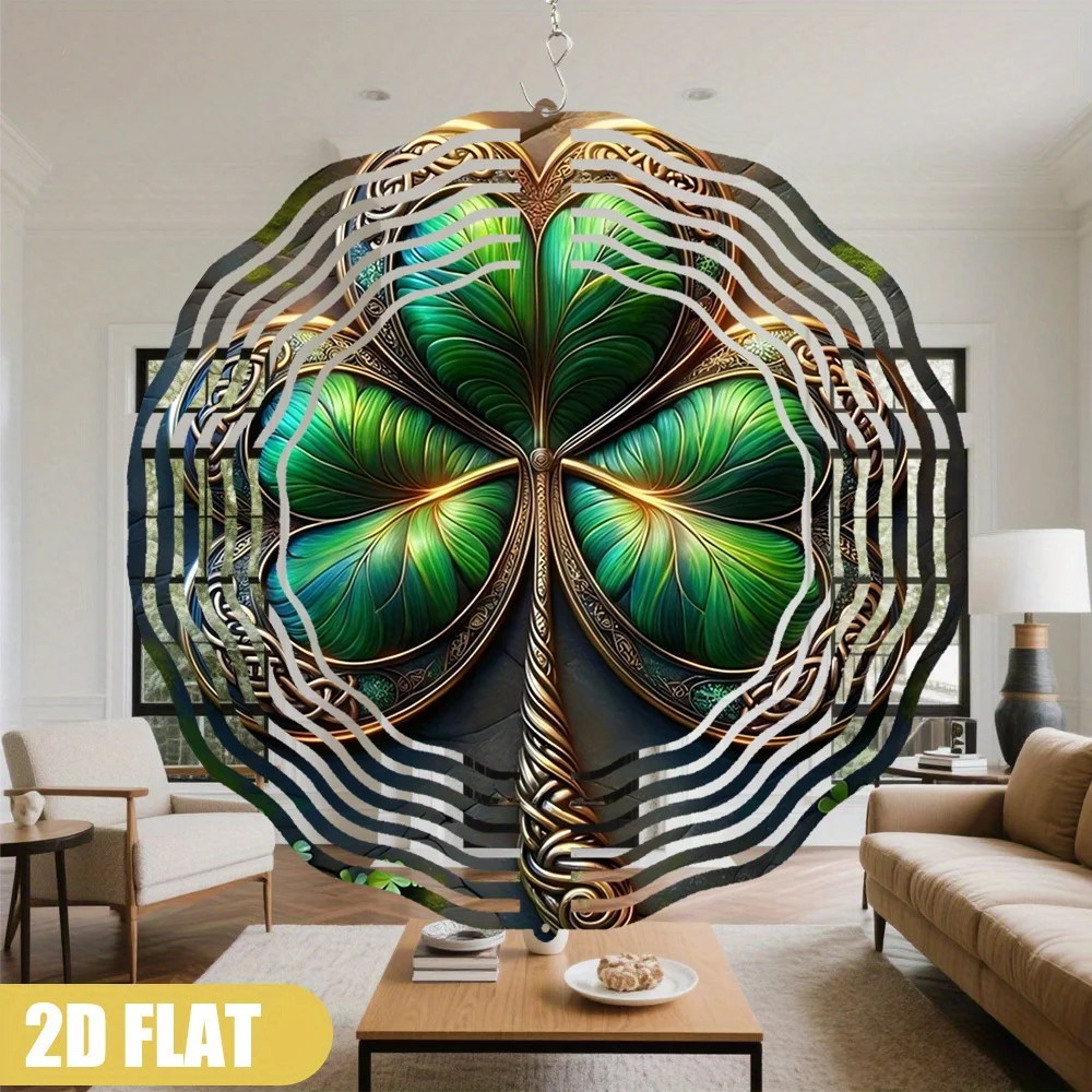 CIFBUY Exquisite Green Leaf Wind Chime Metal Spinner with 360 Rotating Hook Battery Free DIY Hanging Ornament for Garden Patio O