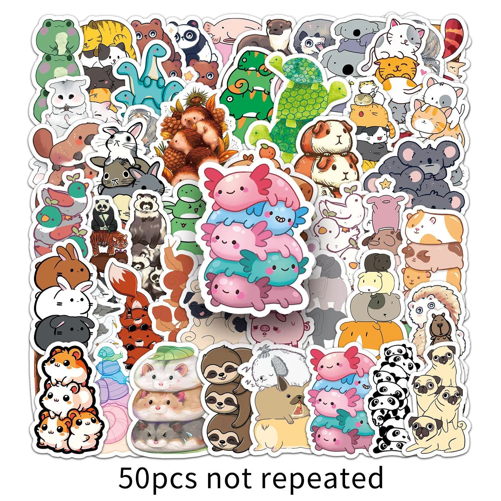 10/30/50PCS Fun Jenga Animals Cartoon Sticker DIY Decoration PVC Waterproof Skateboard Notebook Graffiti Toy