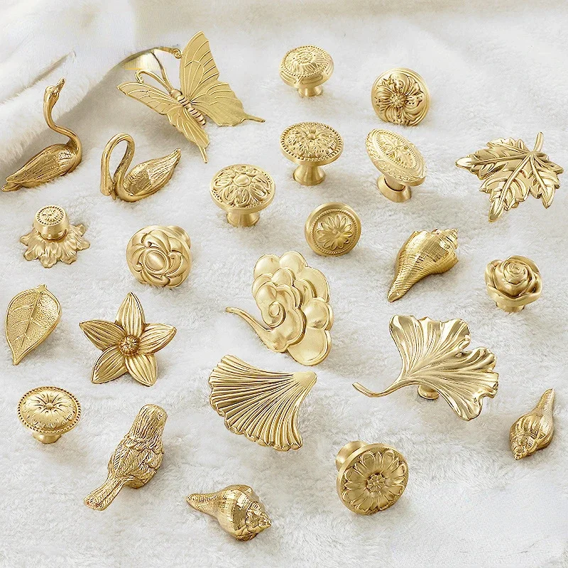 Brass Furniture Handles Nordic Creativity Knobs and Handles for Drawers Golden Knobs and Decorative Handles Home Accessories