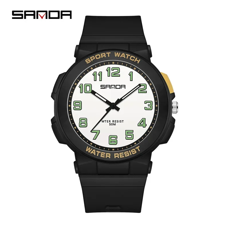 SANDA-Montre à quartz étanche pour garçon et fille, montre-bracelet pour étudiant, bracelet en silicone, sports de plein air, simple, Shoe, mode 6123