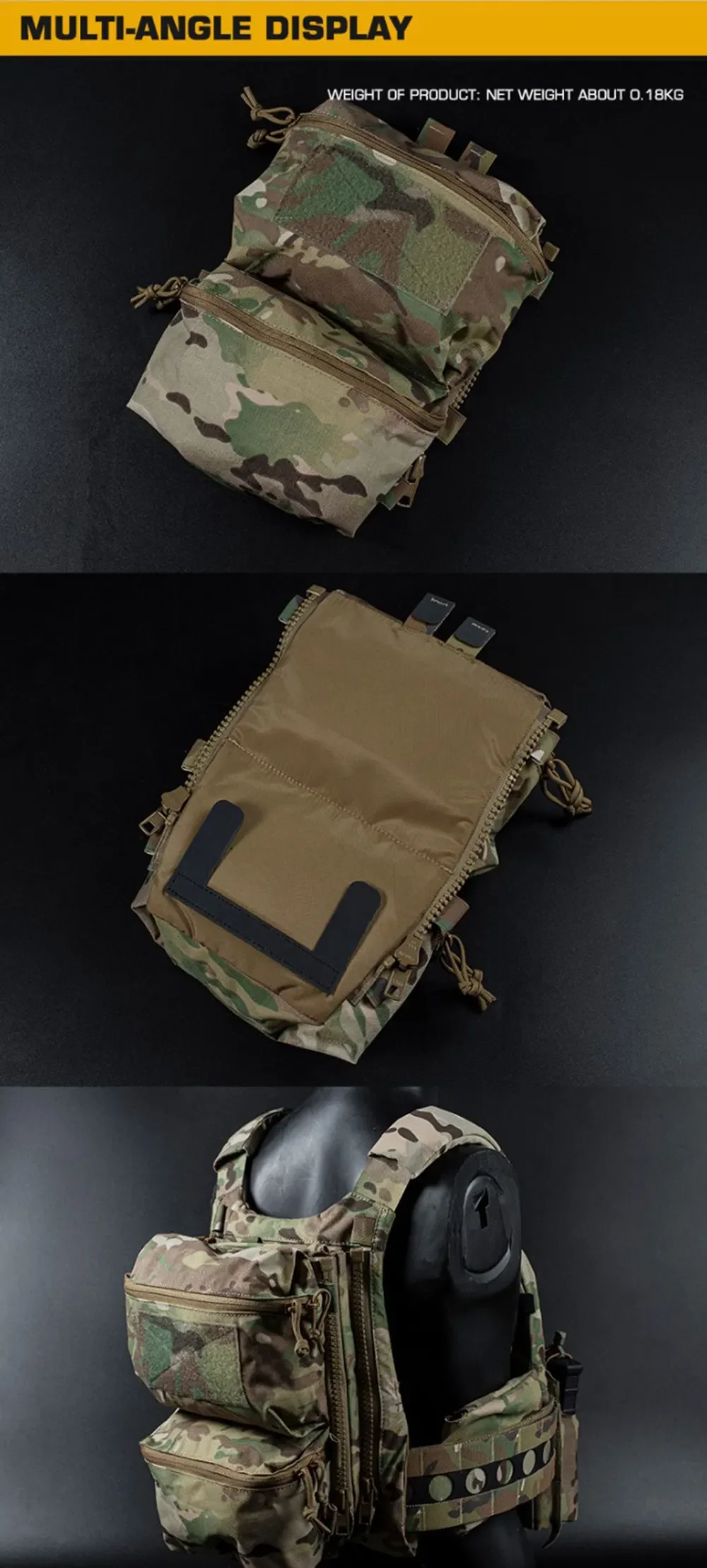 FCPC V5 Plattenträger Jagdweste Assault Back Panel Gear Wasserspeicher Allzweck Multi Fit Erweiterbare Tasche Airsoft-Ausrüstung – Detail 7