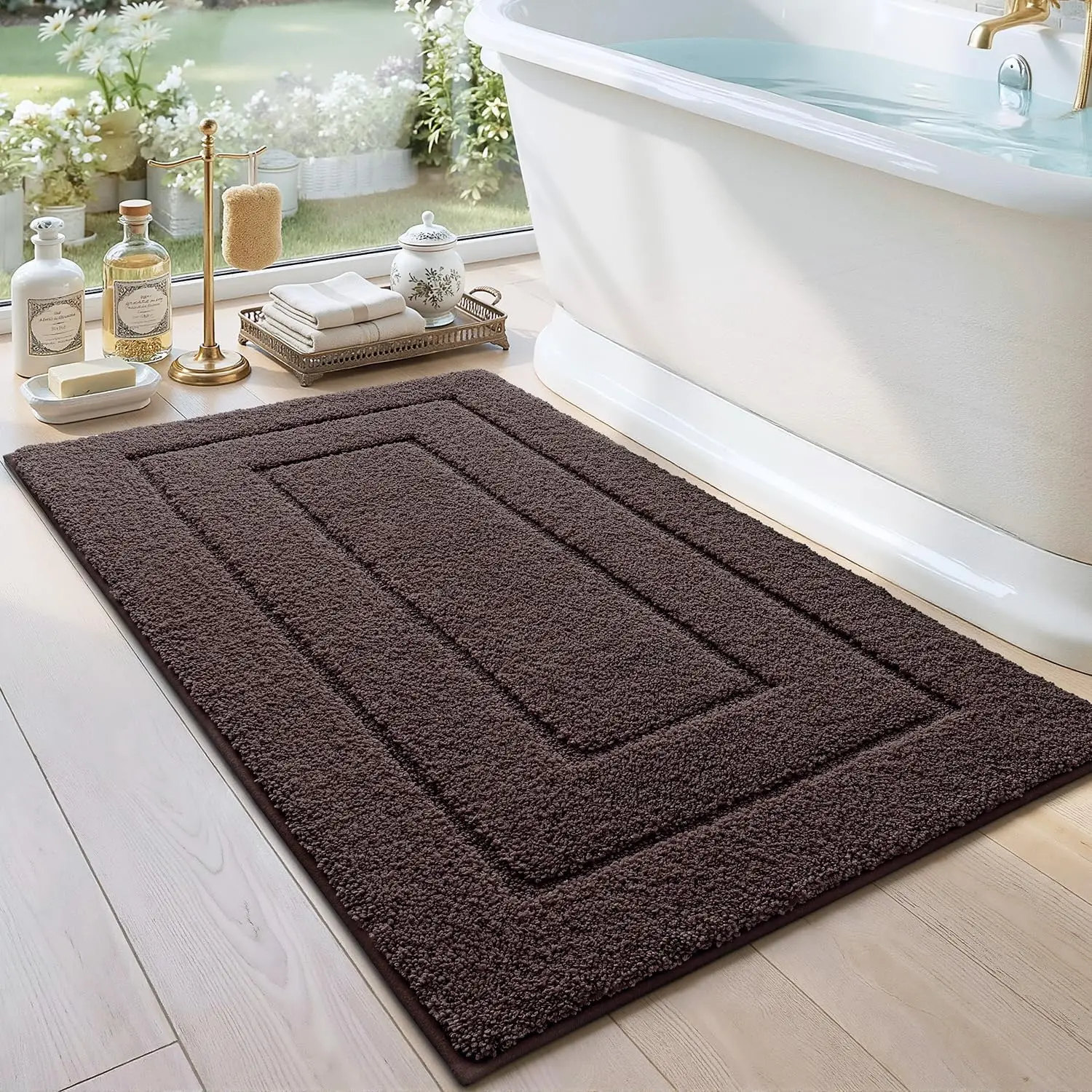 

Bathroom Rug 43x24, Non Slip Washable Bath Mat for Shower Floor, Extra Large Absorbent Soft Bathmat with Rubber Backing