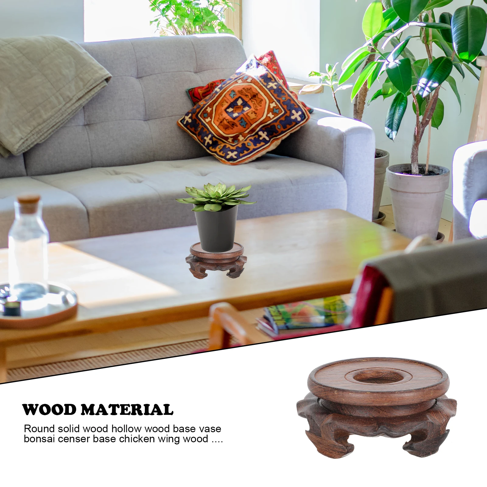 

Hollow Wooden Base For Flower Pots And Crafts Fine Workmanship Chinese Style Design Home Decoration