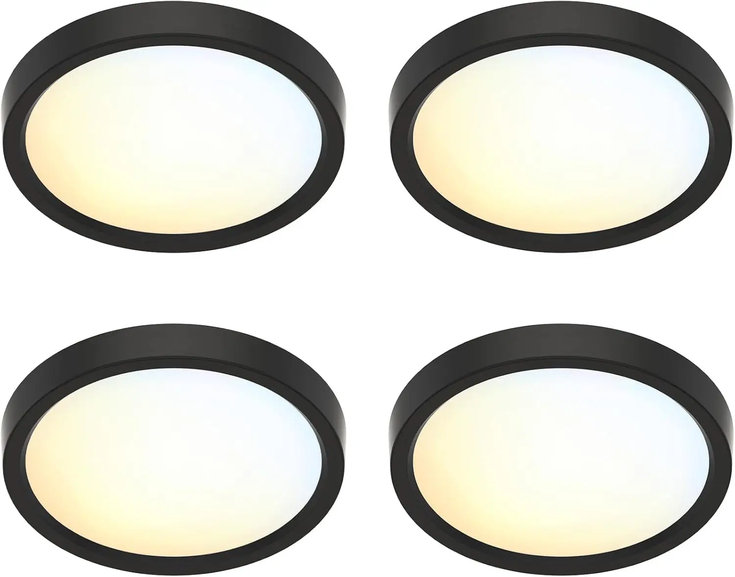 

5 Inch Black Flush Mount LED Ceiling Light, 5CCT Dimmable, 10W, 600LM, CRI90, ETL Wet Rated, 4 Packs