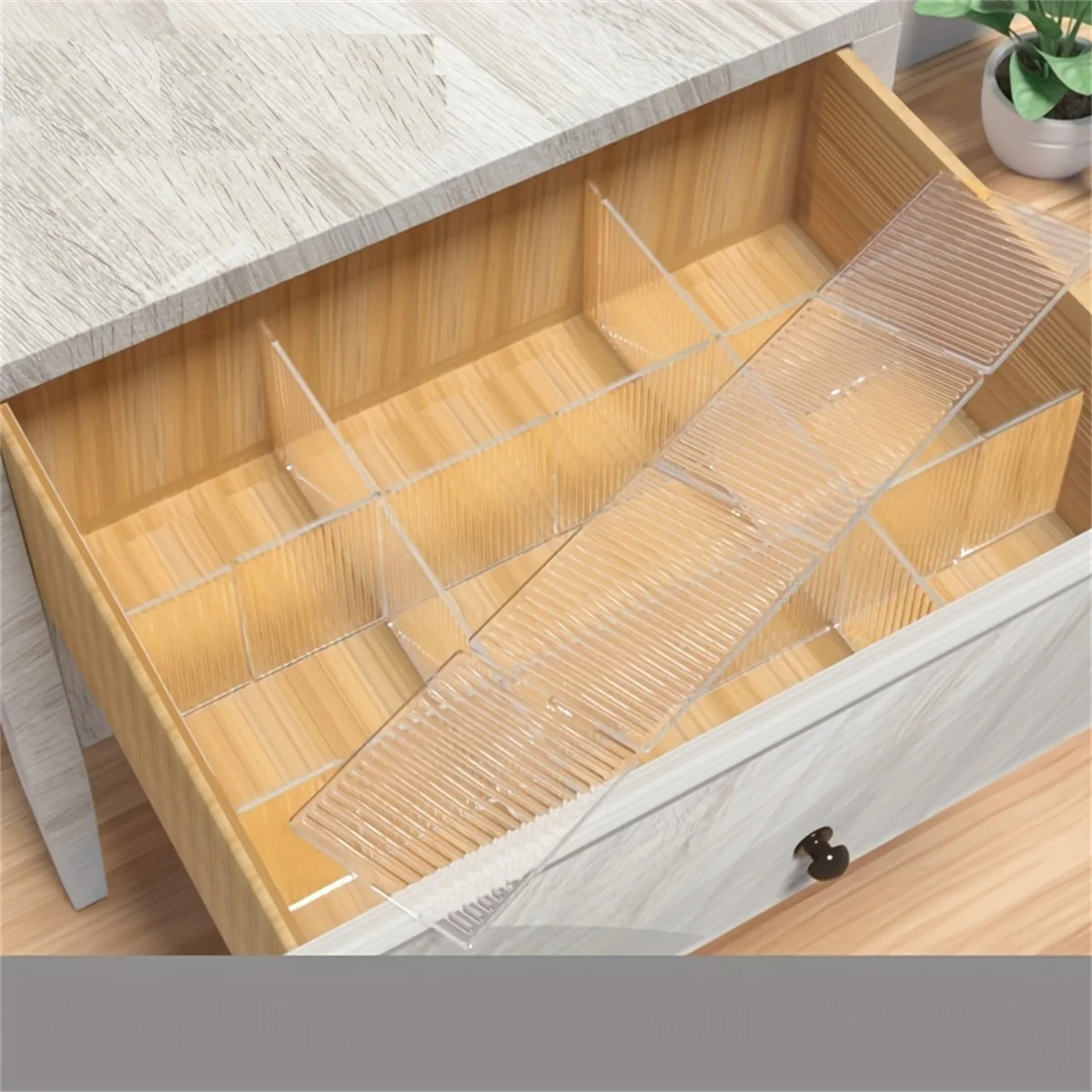 4pcs Plastic Transparent Drawer Divider, Cuttable & Freely Combination Partition Board, Underwear Socks Storage & Organization