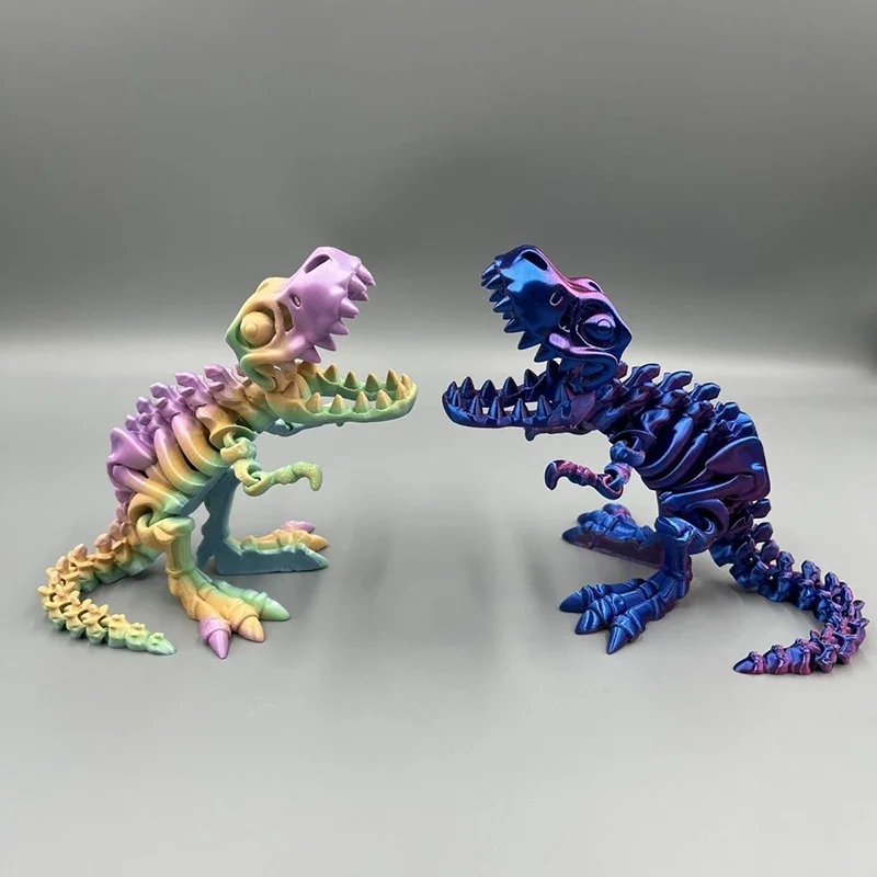 2024 3D Printing Dragon Movable Joint Decoration Toy Can Stand Big-mouth Dinosaur Model Tyrannosaurus Rex Fossil Dragon Skull