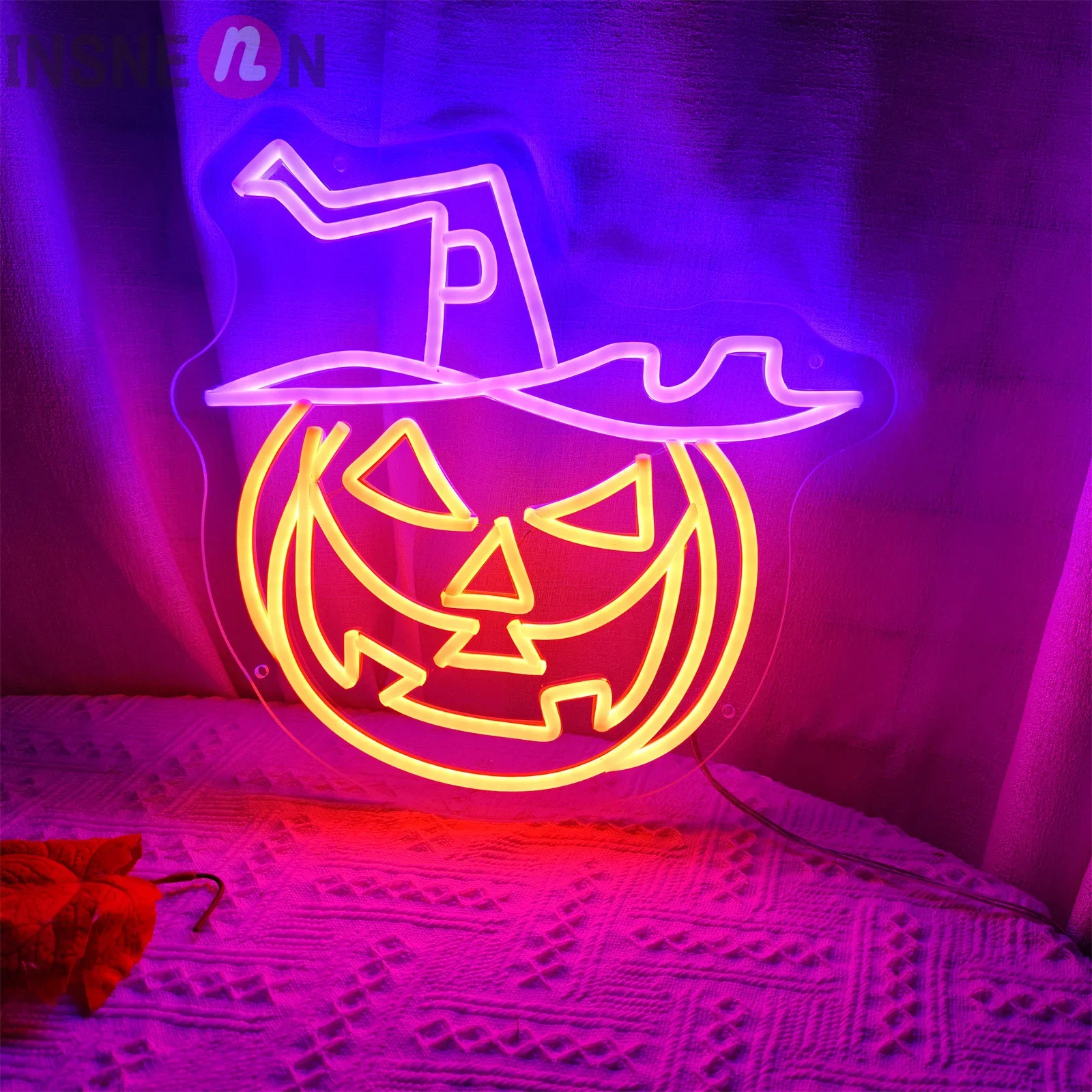 

Halloween Neon Sign Pumpkin Lantern Led Light Up Signs USB Powered Halloween Party Decor Spooky Boo Neon Sign Wall Decor Gift