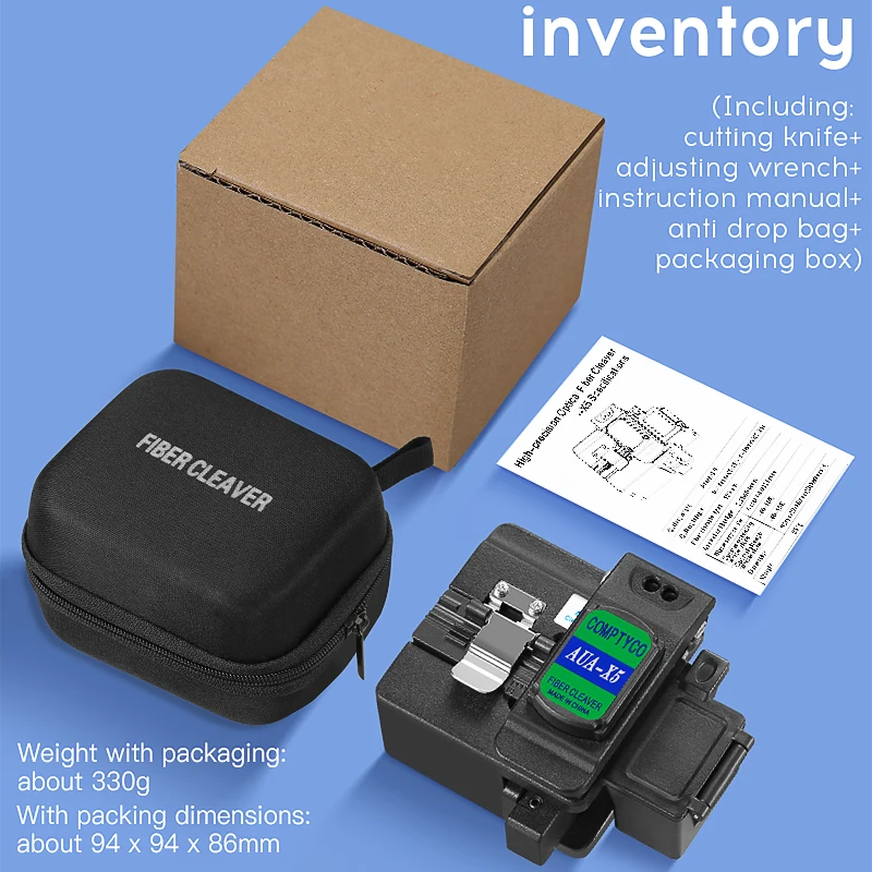 AUA-X5 Fiber Cleaver FTTH, Hot Melt, Cold Connection, Optical Fiber Cable Cutting Knife with 16 Face Blade