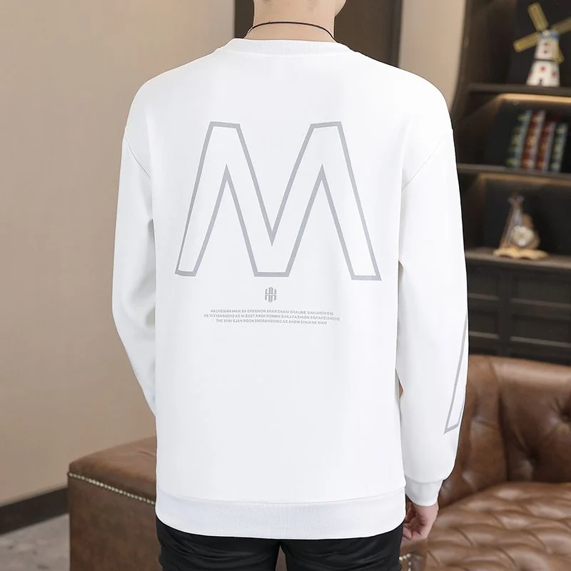 New Sweatshirt Men's Casual Sweatshirt Youth Stitching Handsome Long-sleeved T-shirt Round Neck Pullover