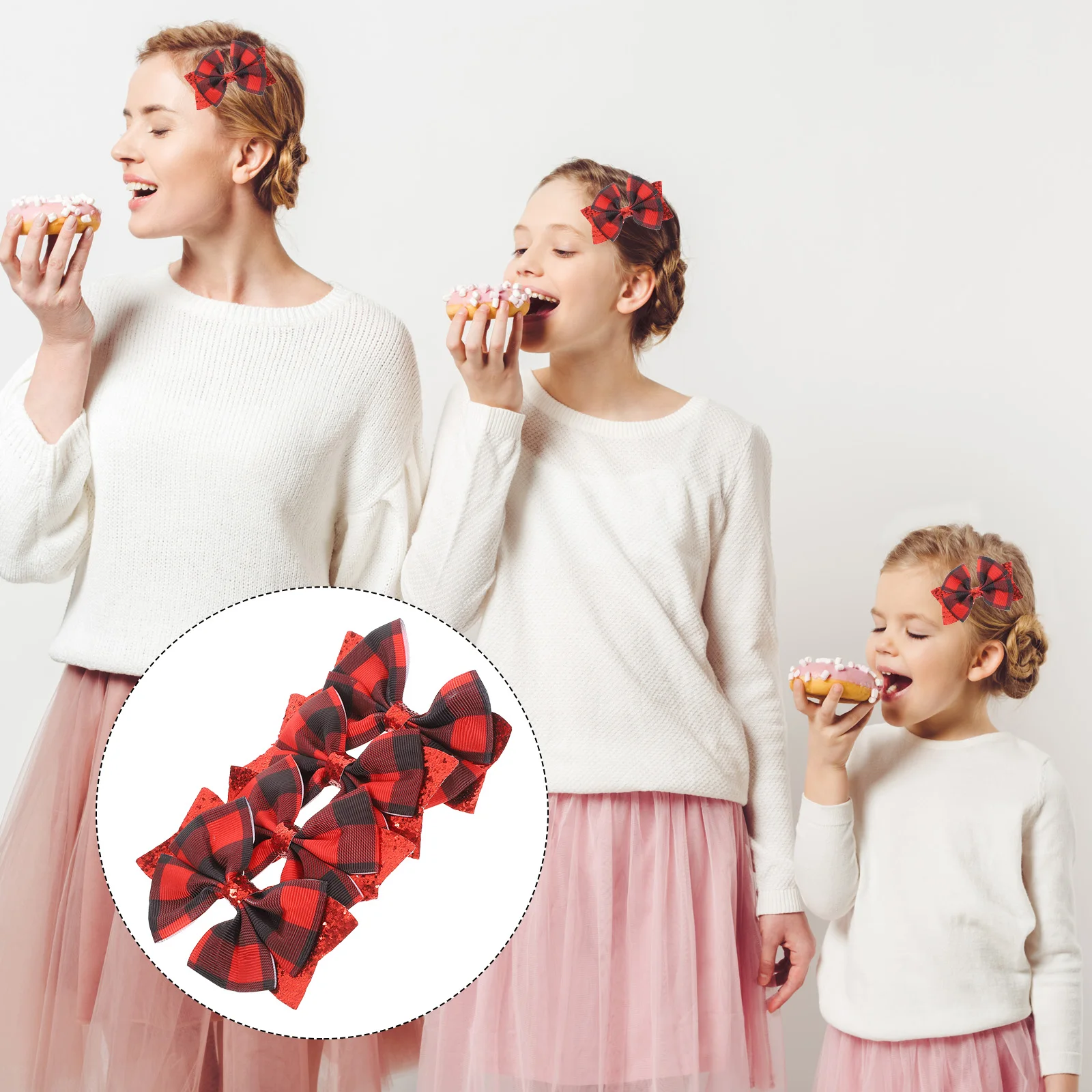

4pcs Plaid Bows For Women Cute Clips Bow Hair Accessories Party Birthday Wedding Graduation Lightweight Durable Small