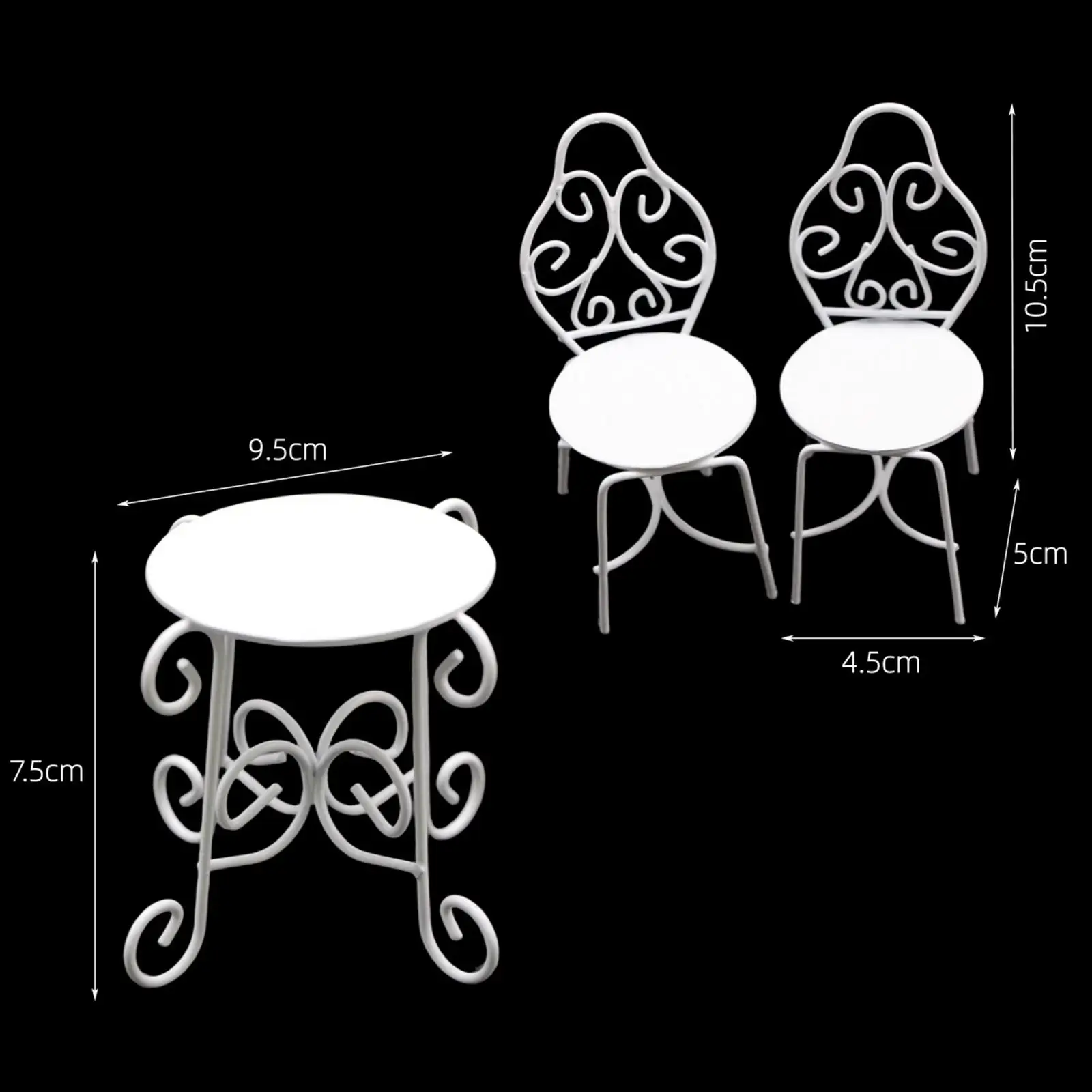 Dollhouse Garden Table Chair Set Metal Fairy Garden Furniture for Dollhouse