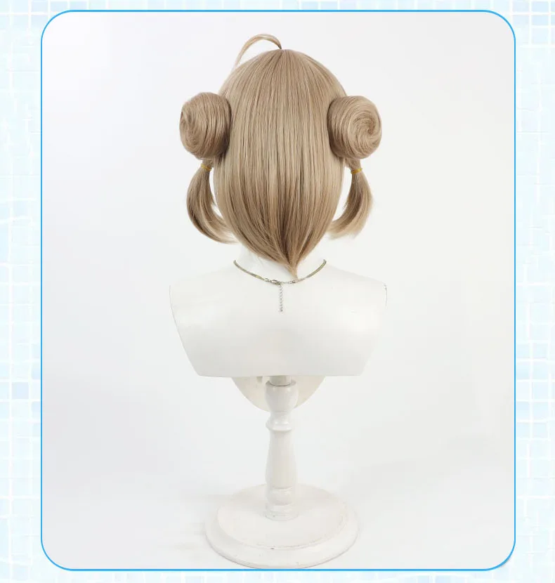 Sweety Cosplay Wigs With Buns Zenless Zone Zero 30cm Women Short Straight Brown Wig Heat Resistant Synthetic Hair