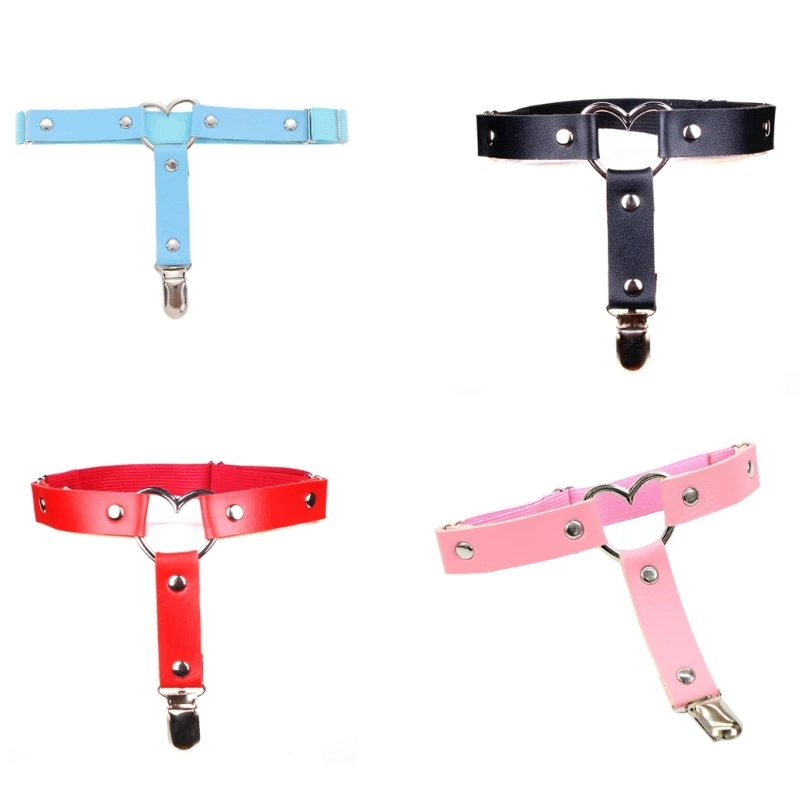 

PU Leather Thigh Chain Anti-slip Belt Elastic with Heart Decor Harness Nightclub Leg Accessories for Women and DropShipping