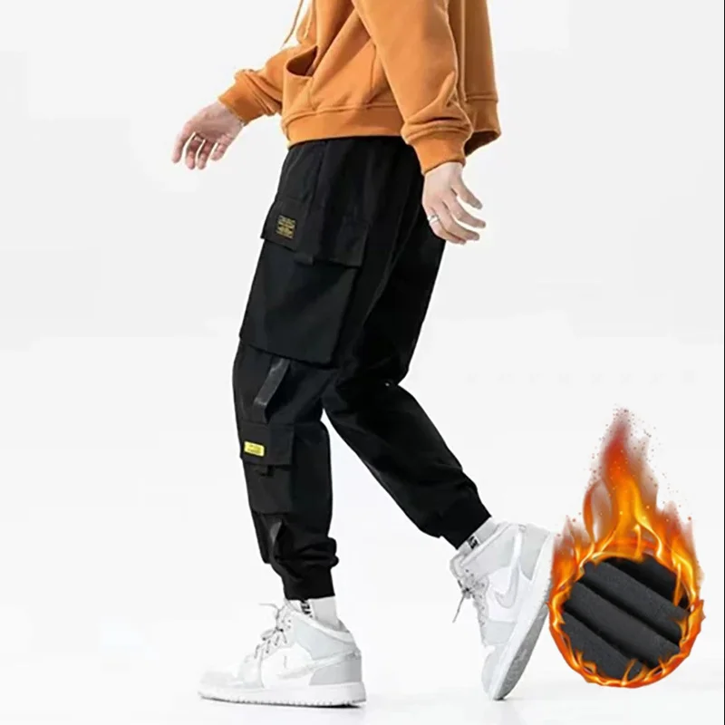 Sports pants for autumn and winter  warm lamb wool for spring and autumn  loose oversized casual pants for men with added wool