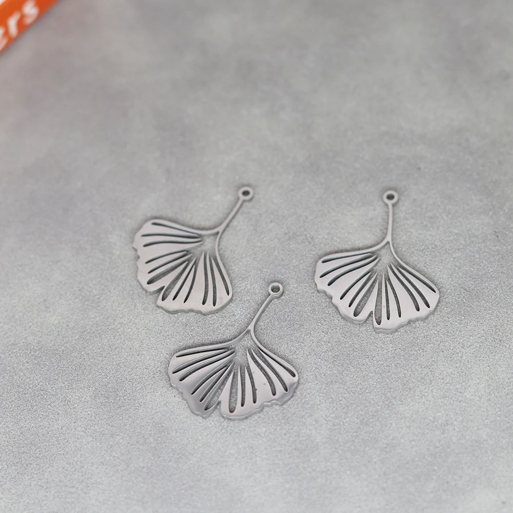 3pcs Stainless Steel Ginkgo Biloba Maple Leaves Pendant Accessories For Fashion Jewelry Making DIY Handmade Craft