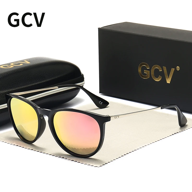 GCV New Fashion Round Sunglasses Polarized Women Classic Retro Sun Glasses For Men Driving Unisex Eyewear UV400 lentes de sol