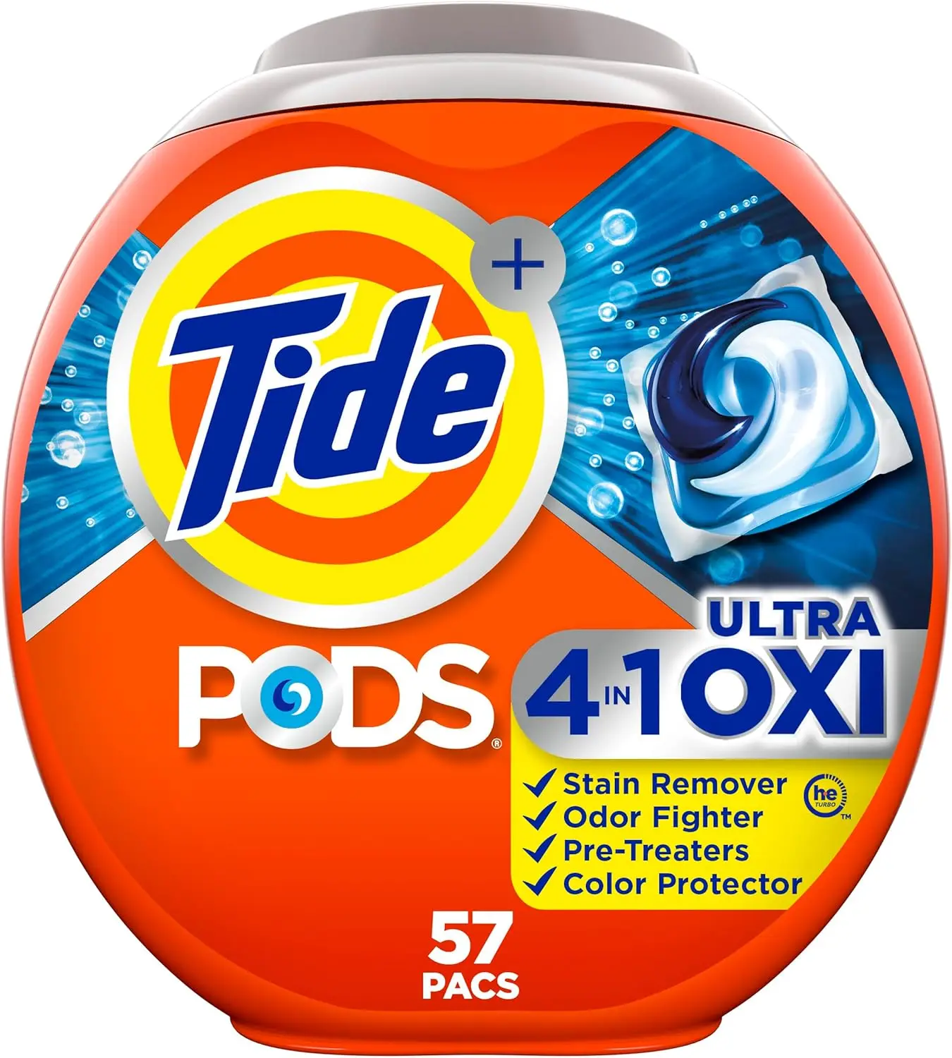 

Ultra Oxi Laundry Detergent Pacs, 57 Count, HE Compatible with Built-in Pre-treater for Stains