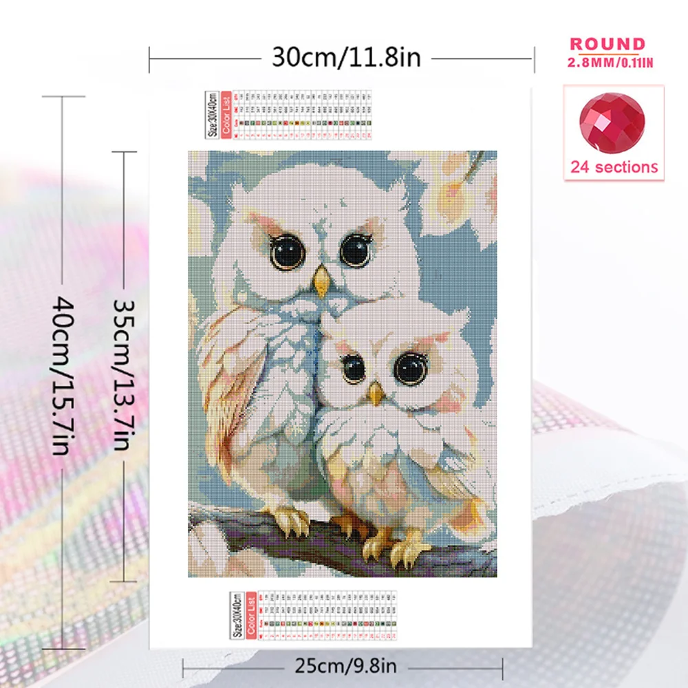 Evershine Diamond Mosaic Bird New Arrival Painting Owl Animal Full Square Round Embroidery Cartoon Picture Rhinestones