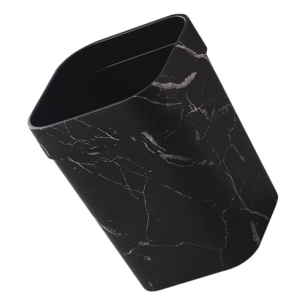 

Marble Trash Can Bathroom Garbage Container Living Black Wastebasket Square Office Plastic Bin Car