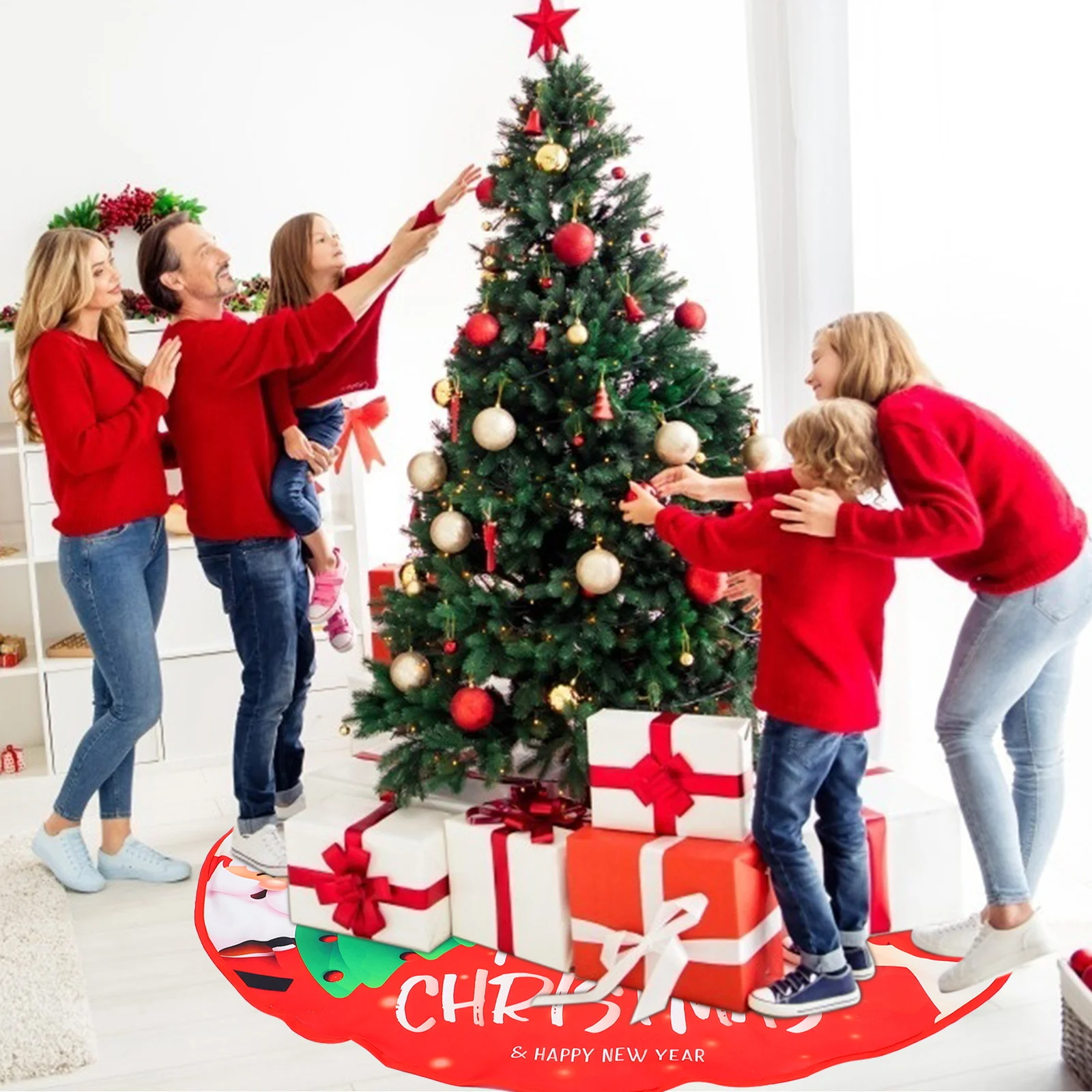 

Christmas Tree Skirt Xmas Decorative Apron Decoration Themed Hair Adornment Cover