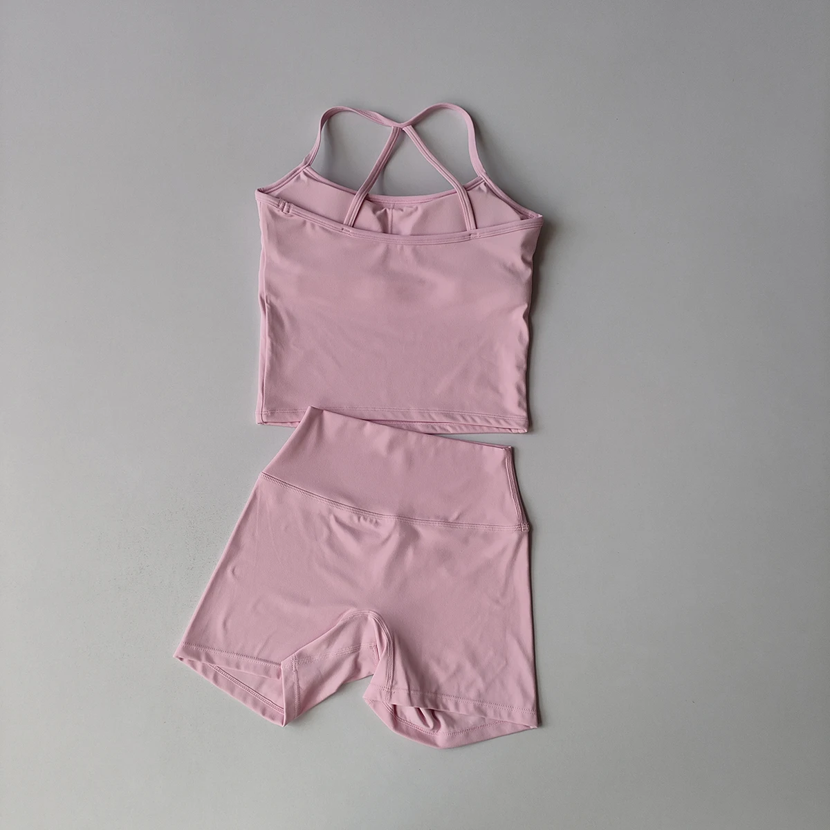 Langes Trägerloses Top-Set Yoga Gym Set Nahtloser Rückenfreier Sport-BH Tops Tanktop Hüftlift-Leggings Gym-Shorts-Sets Sportset – Detail 24