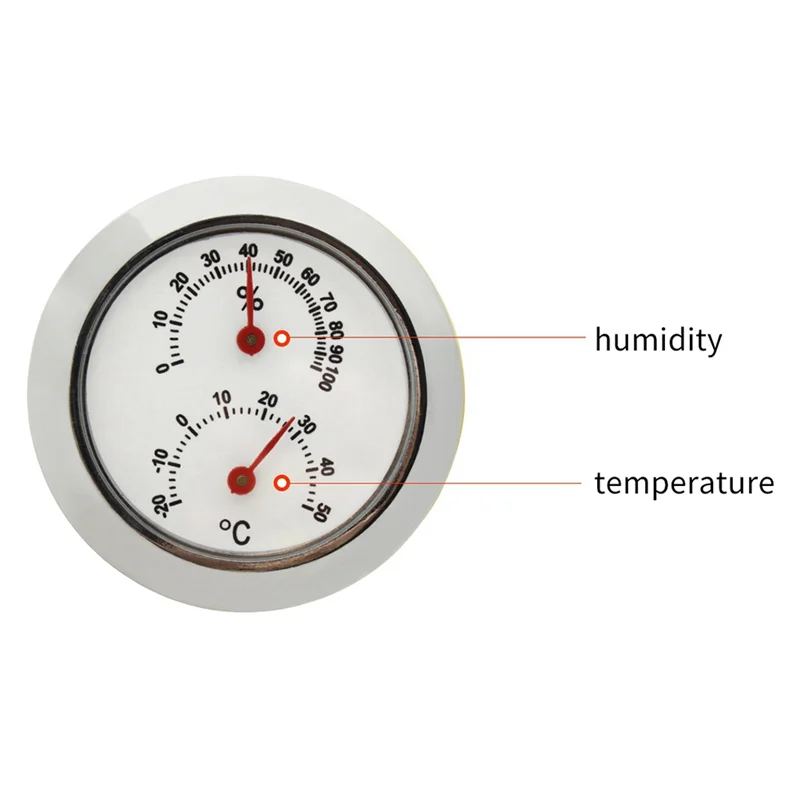 مقياس رطوبة دائري ، صغير ، فضي ، رطب وجاف ، ترمومتر للغيتار ، كمان