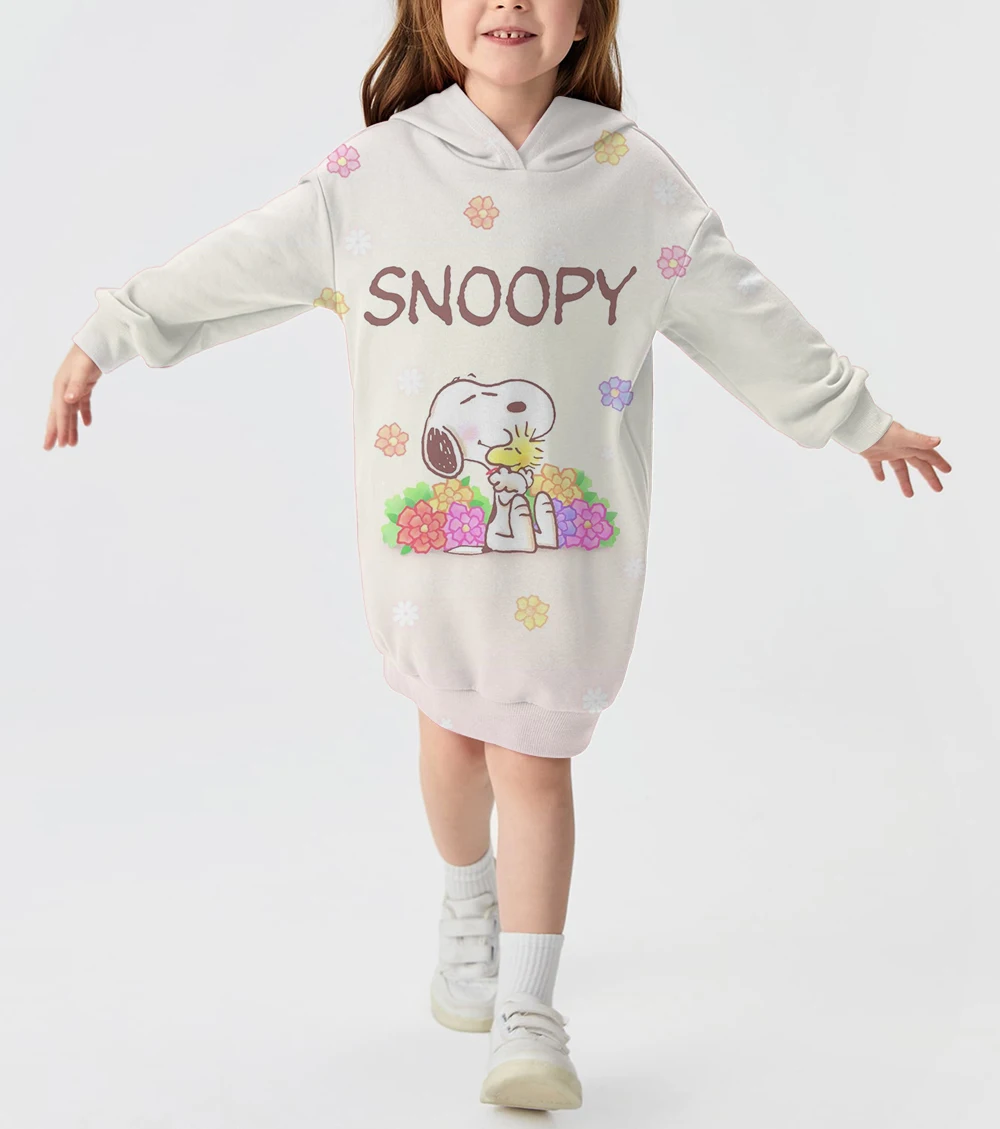 Children's Cartoon Splicing Disney Snoopy Printed Hoodies Autumn and Winter Girls Long Sleeves Cute Fashion Girls Hoodies