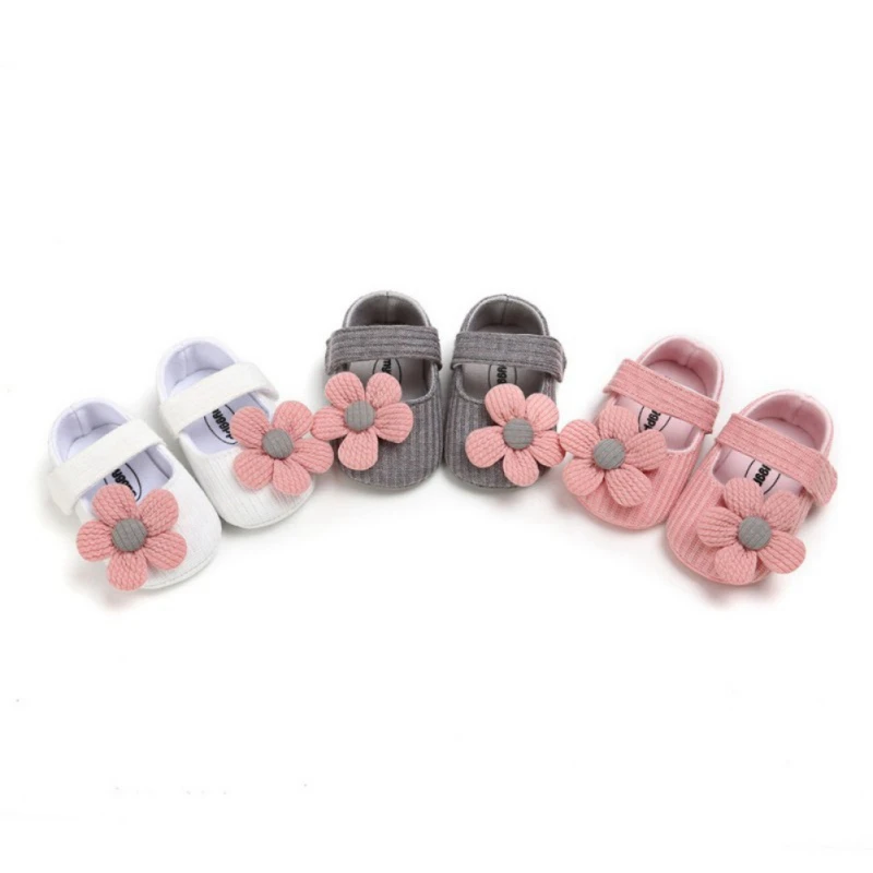 Spring Autumn Toddler Shoes Flower Print Solid Color Baby Girls First Walkers Non-Slip Cotton Soft Soled Kids Infant Shoes 0-18M