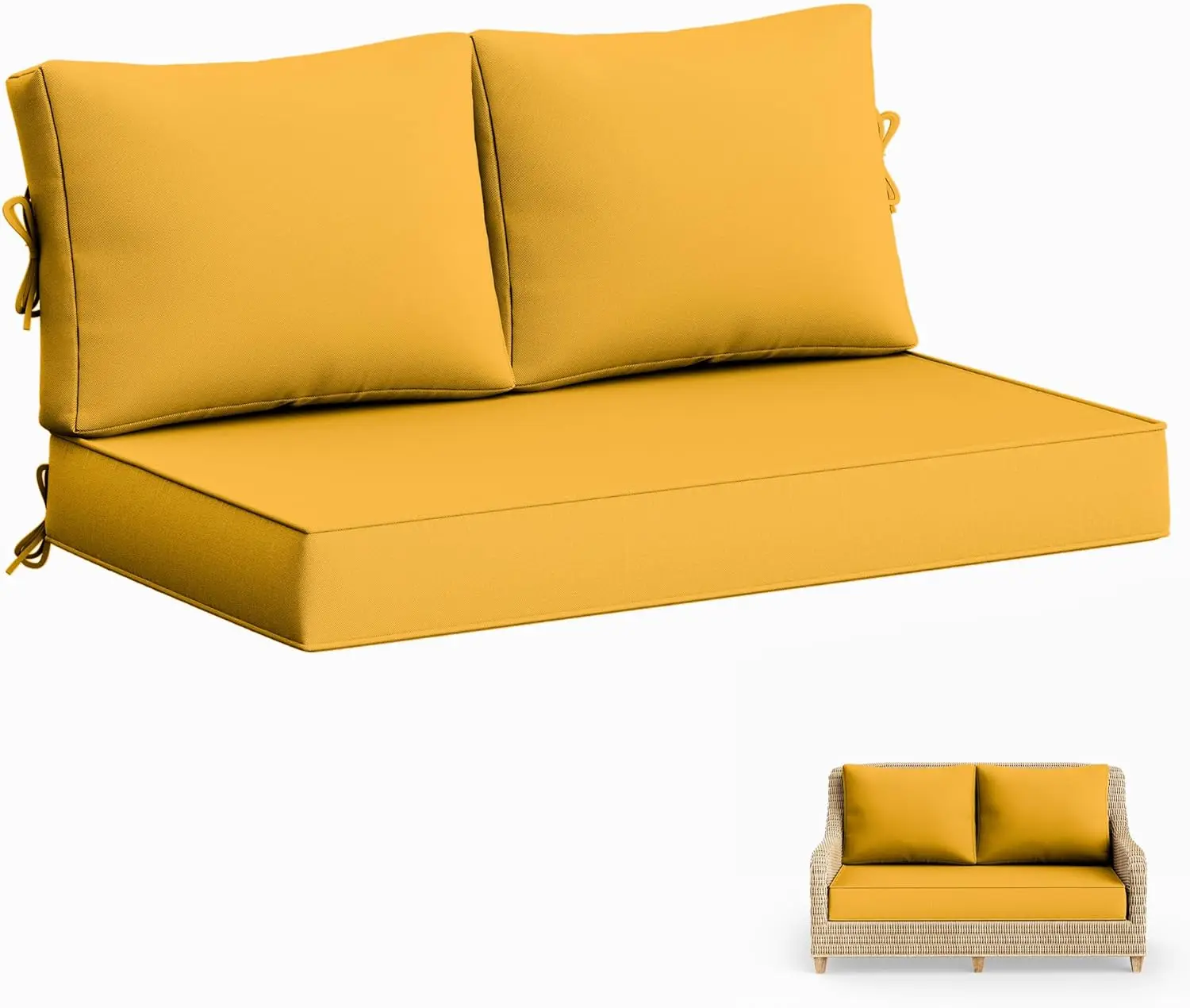 Outdoor Patio, Sofa, Garden Chair Use, Waterproof and Fade-Resistant Olefin Cushions, Yellow Color