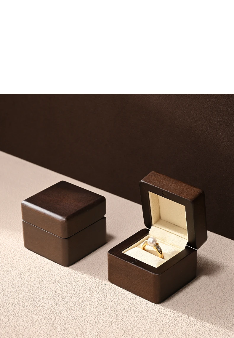 Oirlv Hochwertige Massivholz-Ringaufbewahrungsbox Tragbarer Schmuck-Organizer Ring-Präsentationsbox Festliche Hochzeitsgeschenkbox Vitrine – Detail 9
