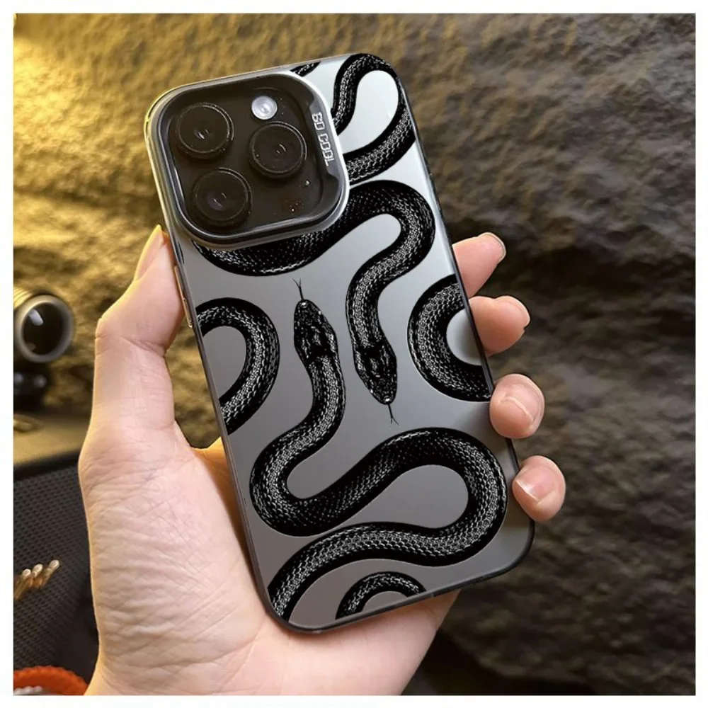 Luxus Schlange bemalt Telefon Fall für iPhone 11 13 16 Pro Max 15 14 12 16promax 15promax 14promax stoßfest weiche IMD Funda Abdeckung