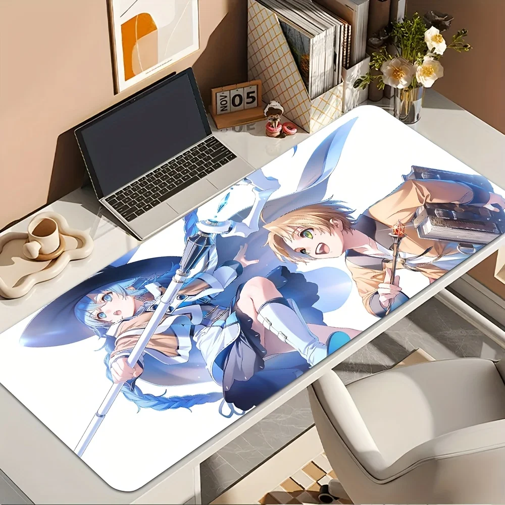 قطعة واحدة من لوحة ماوس الألعاب Anime - قاعدة مطاطية غير قابلة للانزلاق، سجادة مكتب قابلة للغسل بتصميم Rudeus وRoxy and Eris، مثالية للمكتب والمدرسة