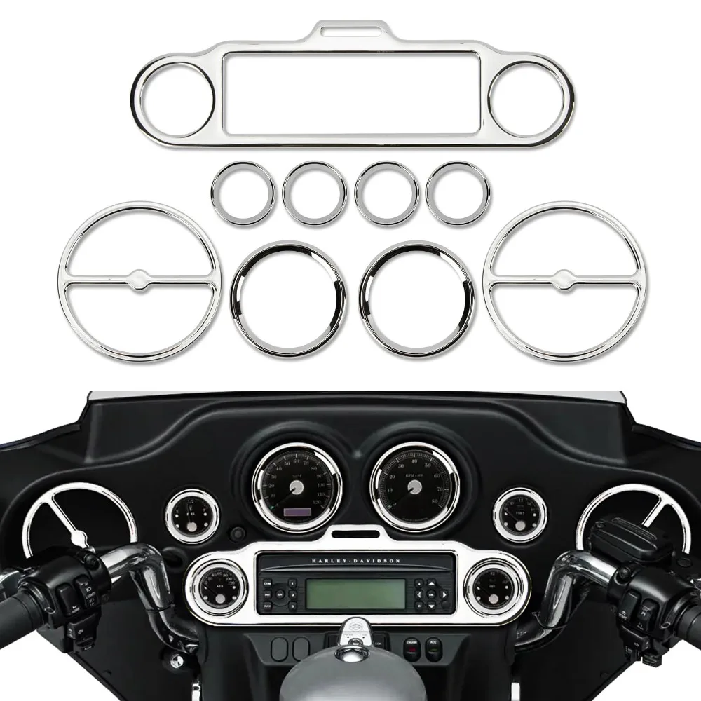 

Motorcycle Stereo Accent Speedometer Speaker Trim Ring Set For Harley Touring Street Road Glide 1997-2013