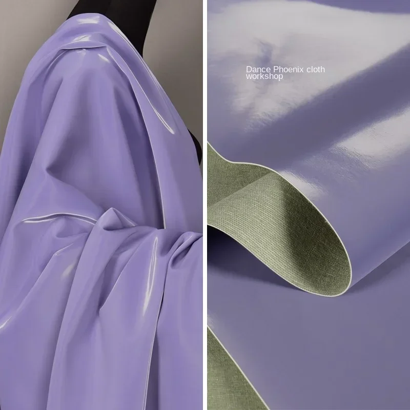 

Thick Non Elastic Glossy Leather Fabric for Light Purple Smooth Soft Cloth Apparel Diy Sewing By The Meter Material