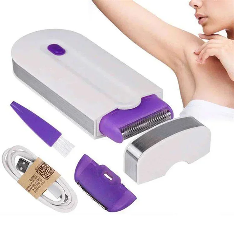 

2 in 1 Electric Epilator Women Shaver Hair Removal Painless Hair Remover Instant & Painless Free Sensor Light USB Rechargeable