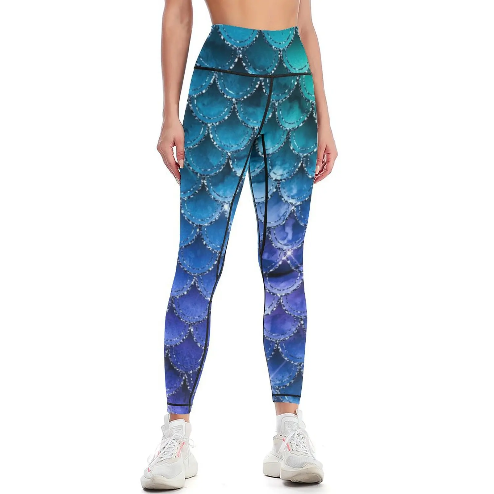 Mermaid Sparkles Multi 1 Leggings Legging sport Sportswear woman gym gym top gym wear Womens Leggings