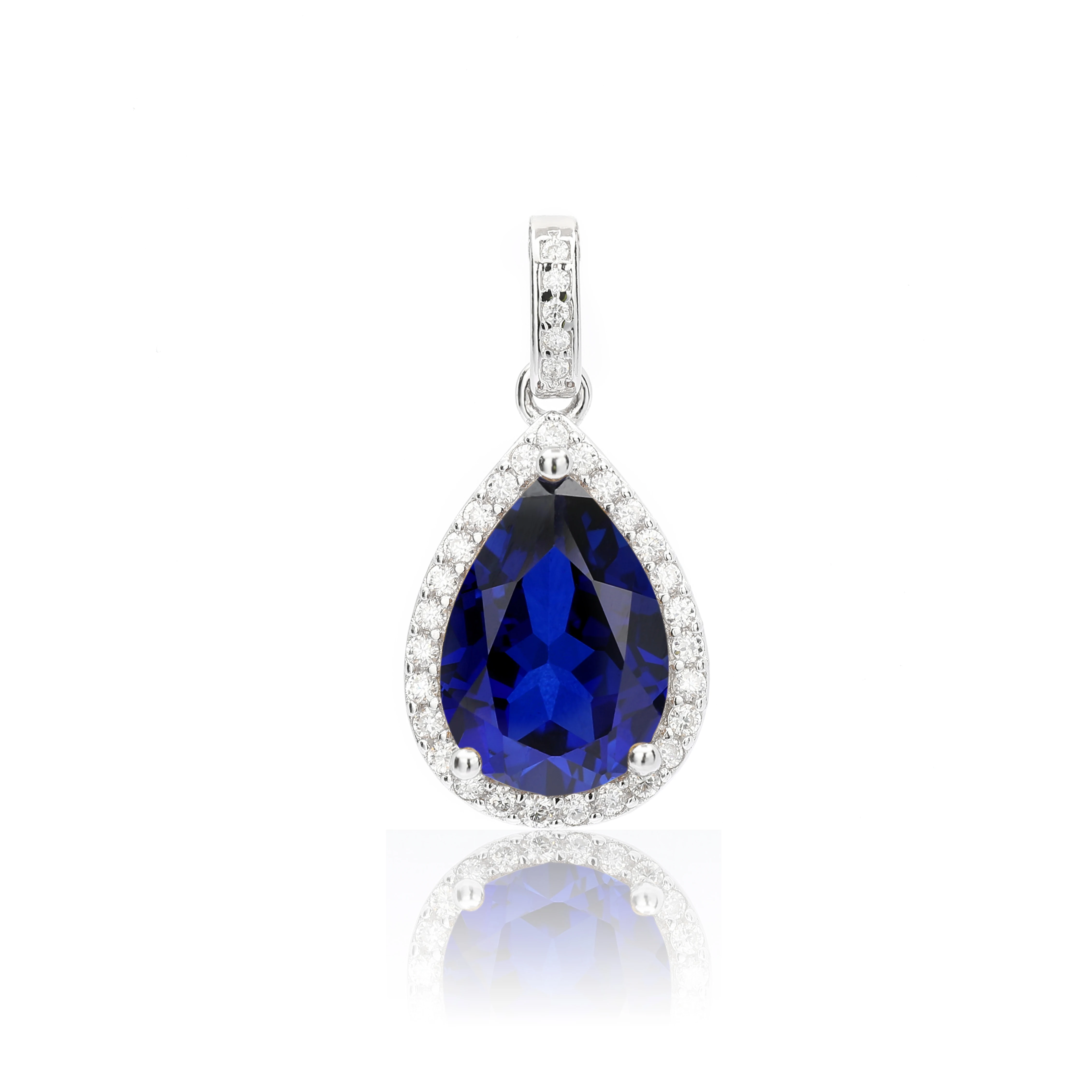

Eme jewe Lab Grown Sapphire Water Droplet Necklace Pendant S925 Silver Plated White Gold Suitable For Women's Daily Wear