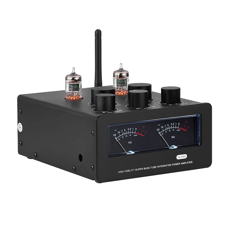 T6PRO HIFI TPA3255 Bluetooth5.1 Tube Amplifier JAN6564 Vacuum Tube Amp with VU Meter 300Watts x2 with 48V Power Supply