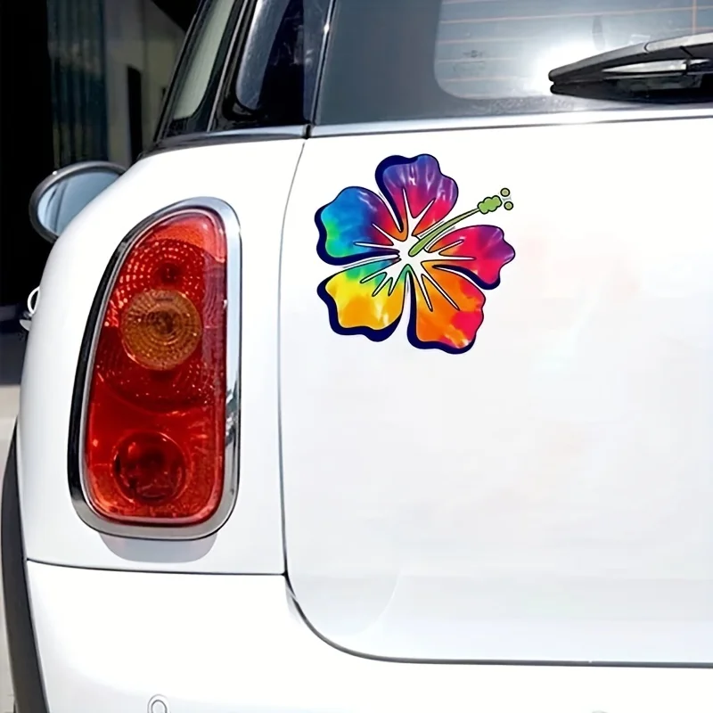 

Transform your car with Hawaiian Holographic Transparent Glue Stickers! Colorful Hibiscus Stickers