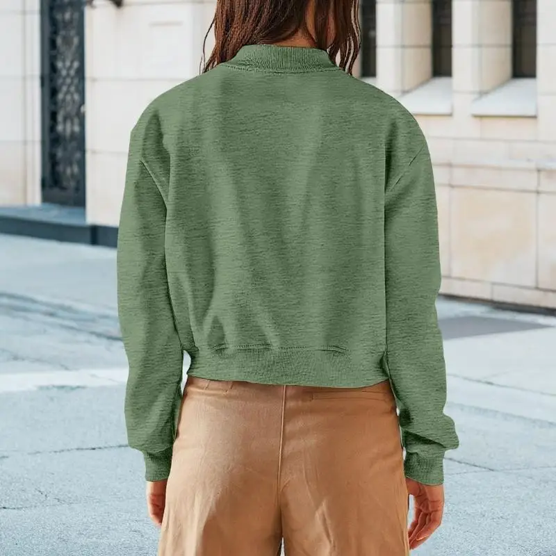 سترة نسائية قصيرة 270D بأكمام طويلة، معطف كاجوال للخريف خفيف الوزن مع جيوب #2