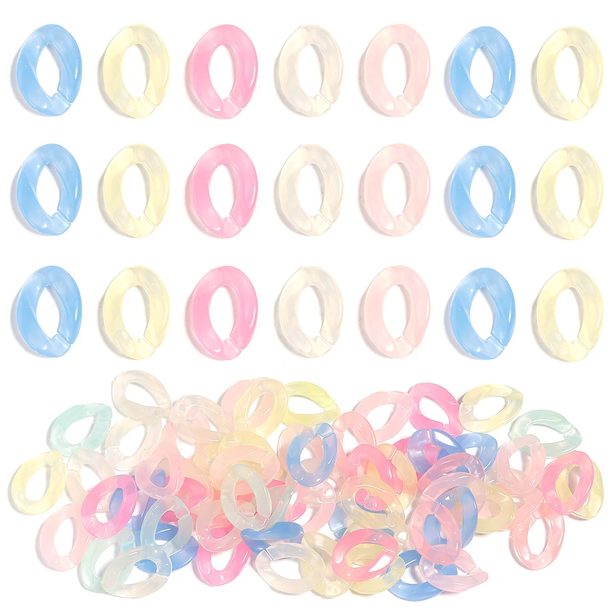 50pcs Acrylic Link Chain Sweet Candy Color Twisted Chain Beads For Jewelry Making DIY Bracelet Necklace Phone Key Chain Findings image 3