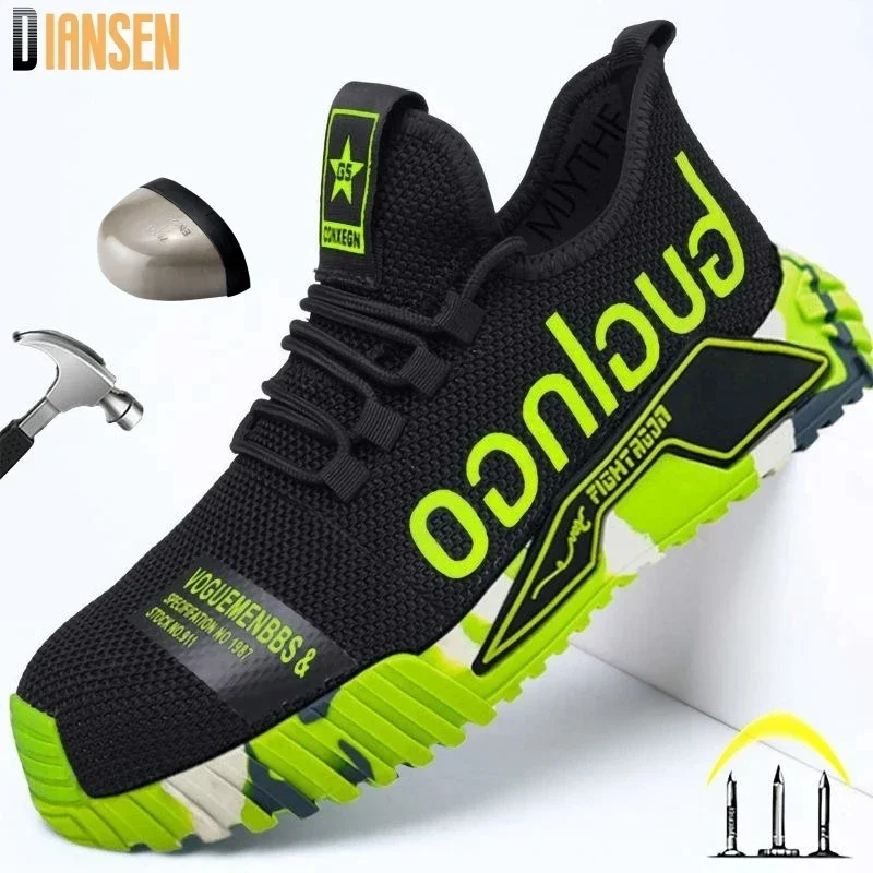 Good Lightweight Steel Toe Safety Shoes for Men Anti-puncture Work Shoes Men Breathable Indestructible Work Safety Boots