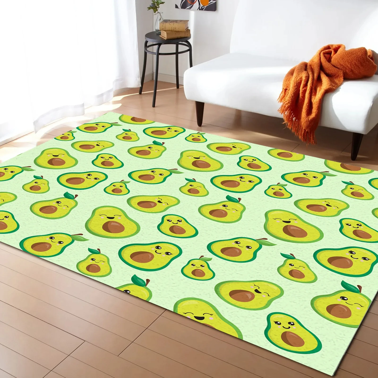 Cute Avocado Pattern Carpet for Home Living Room Bedroom Bedside Decor Large Area Rug Cartoon Fruit Kids Room Crawl Floor Mat