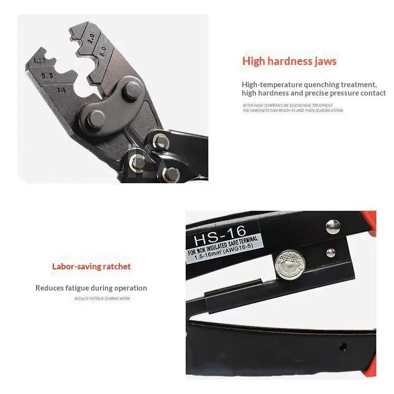 ~1Pcs Ratchet Crimping Tools Pliers HS-16 Japanese Style Crimping Piler For Terminal 1.5-16mm² Crimping Pliers